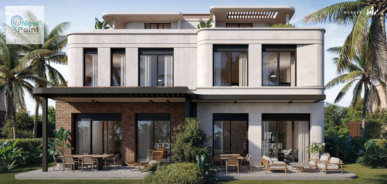 Townhouse for sale in Crescent Walk Compound, New Cairo, with landscape view 5