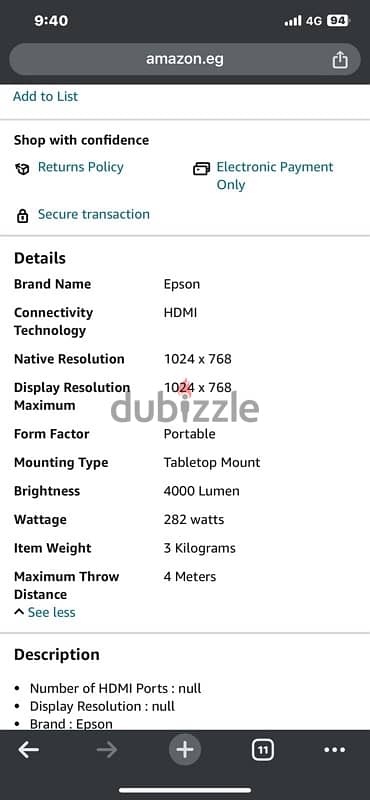 EPSON EB X41 4000LUMEN 3