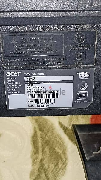 شاشة ACER 19 بوصة LCD بحالة جيدا استعمال خفيف جدا 6