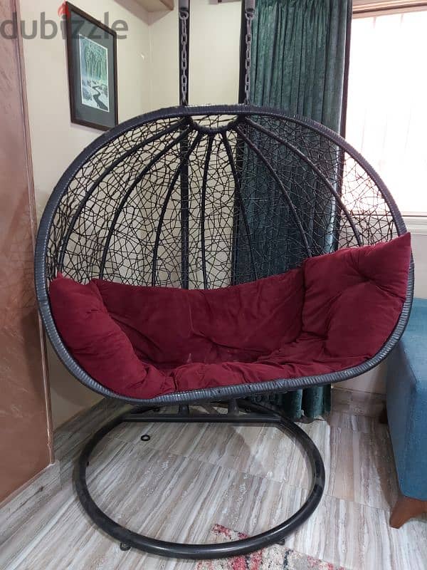 Burgundy XL indoor/outdoor swing مورجيحة راتان نبيتي 1