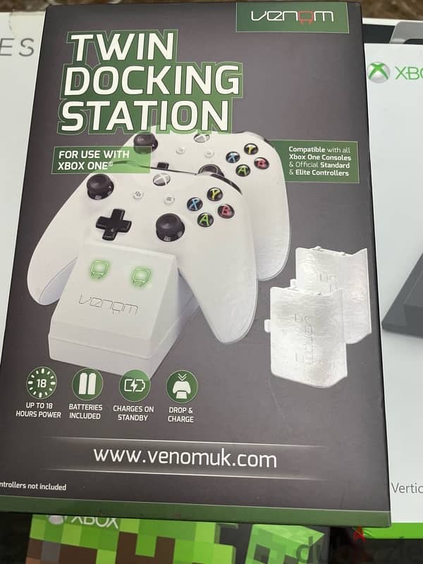 xbox one S 1 Terra 2 controllers, vertical stand, twin docking station 3