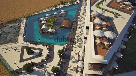 A commercial store with a service roof space directly on the sea in the first mall that holds a gas station license on Ain Sokhna Road with a 10% down