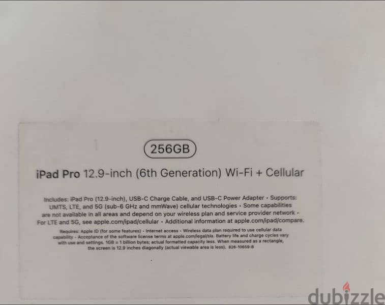 Ipad pro 12.9- inch (6th generation) Wifi+ Cellular 256G 8