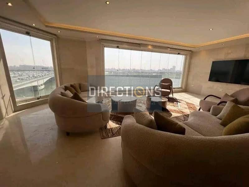 Apartment for sale, immediate receipt With an open view of the Nile on Maadi Corniche in Reef Du Nile Towers 12