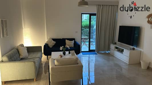 apartment for sale ready to move fully furnished 100m with garden 76m in compound almarasem fifth square fifth settlement