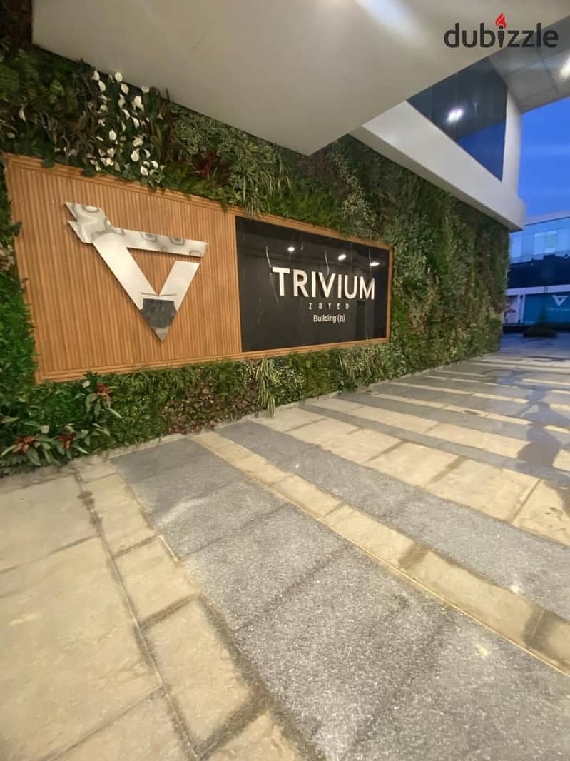 Office for rent, 72 rooms, with air conditioning, in Trivium, Sheikh Zayed, in front of Capital and Park Street, near Arkan Mall and 26th of July Corr 5