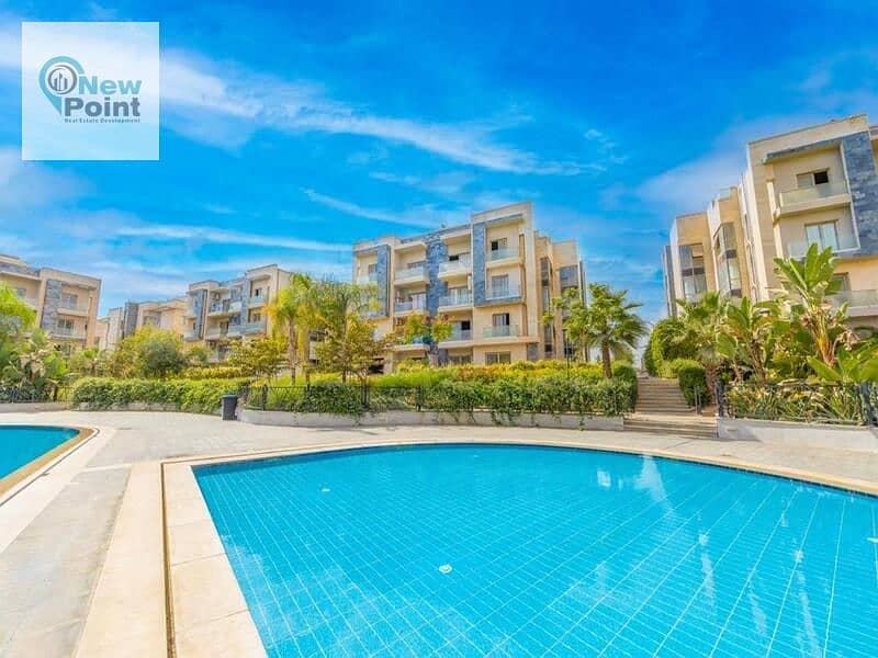 With a 10% down payment, own a two-bedroom apartment delivery now, minutes from the airport, in Galleria Compound, Fifth Settlement 1