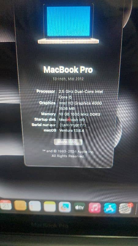 بحاله ممتازه جدا  MacBook Pro 2012   معاه شاحن والكرتونه 5