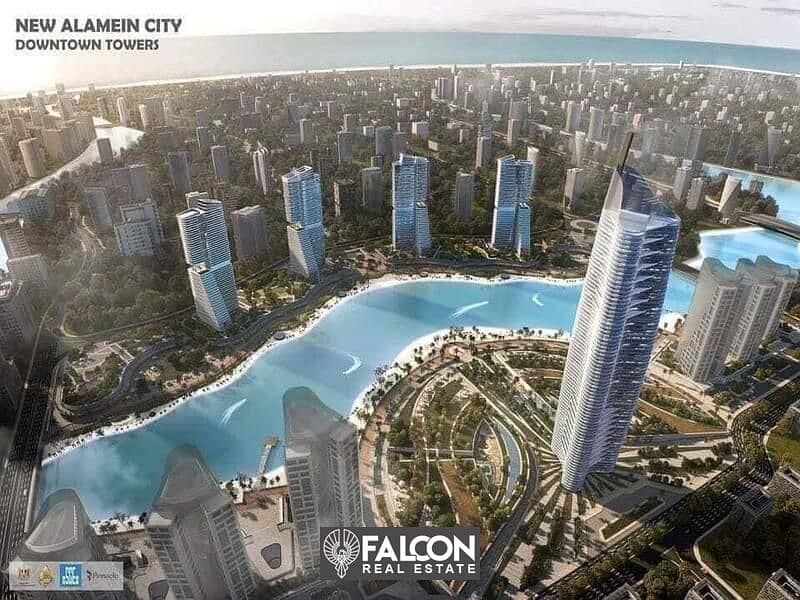 ((Receive now with a 15% down payment)) A fully finished apartment in the heart of New Alamein Downtown, next to City Edge Towers 6