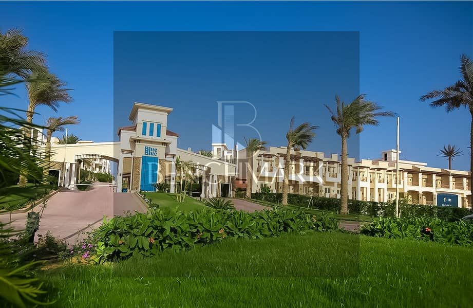 Chalet for sale, 117 m with garden, delivery soon, finished in Blue Blue Village, next to Porto Sokhna sea view installments with 40% discount 12