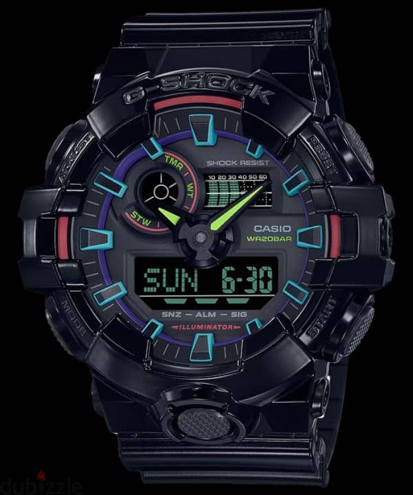 للبيع ساعة كاسيو جي شوك  موديل Casio G-shock GA-700RGB-1ADR 9