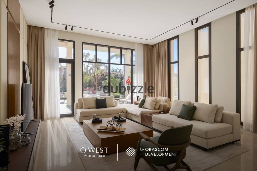 Ready-to-move-in, fully finished apartment in a prime location in O West compound, directly opposite Mall of Egypt. Available on installment. 8