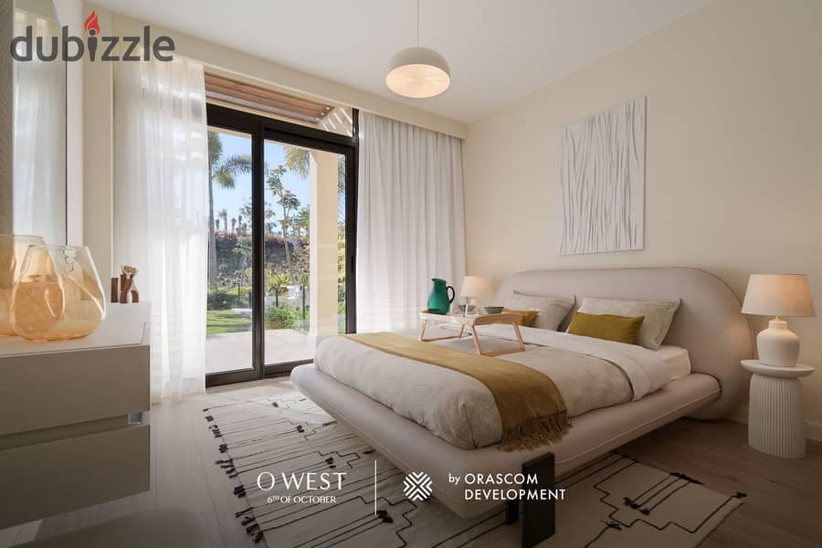 Ready-to-move-in, fully finished apartment in a prime location in O West compound, directly opposite Mall of Egypt. Available on installment. 9