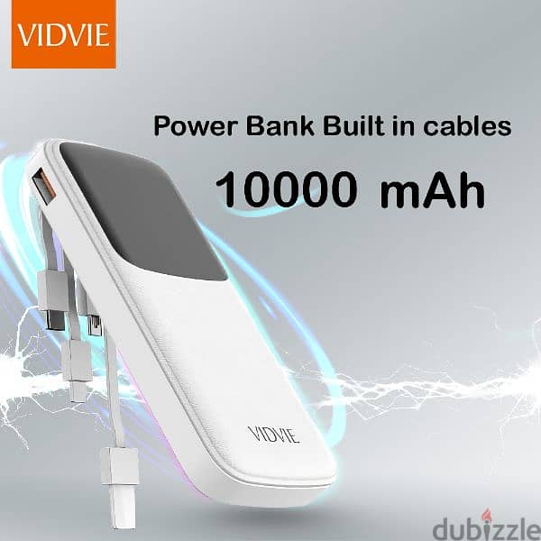 VIDVIE PB758 POWER BANK10000 MAH. Built in cables 1