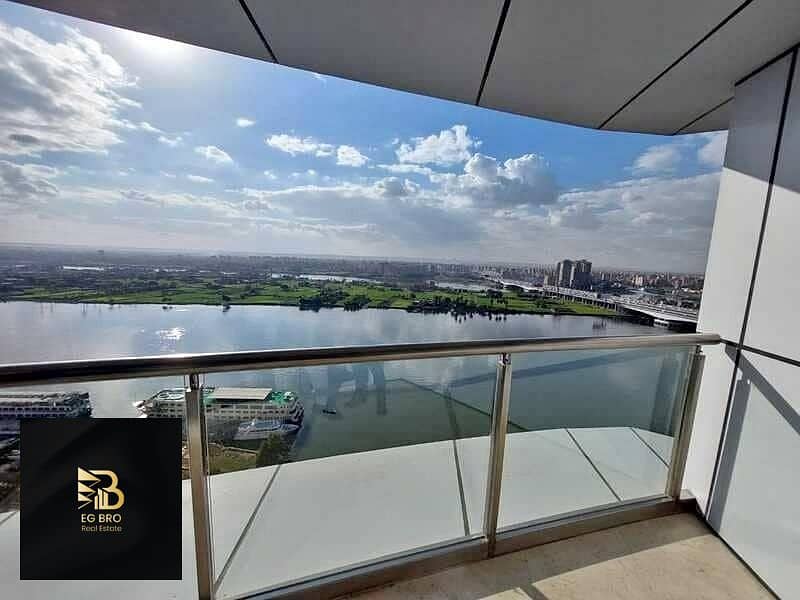 Apartment for sale in Reef du Nile, Maadi Corniche, view directly on the Nile, 54 meters, ultra superlux finishing 6