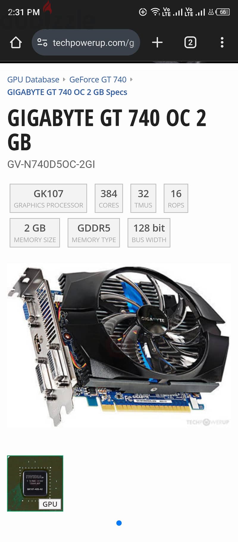 كارت شاشه GeForce GT 740 DDR5 2GB 0