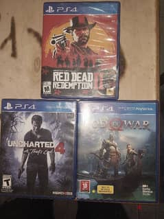 ٣ العاب بحالة الجديد red dead 2 & God of war & uncharted 4 0