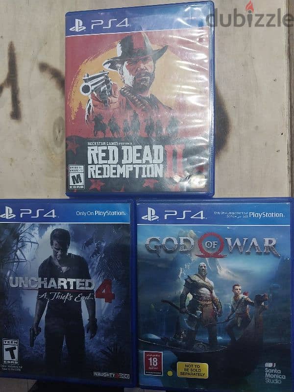 ٣ العاب بحالة الجديد red dead 2 & God of war & uncharted 4 1