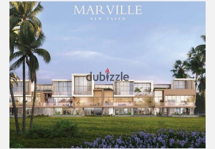 Apartment for sale, super deluxe finished, double view, Sheikh Zayed, in Marville Al Marasem, in installments 6