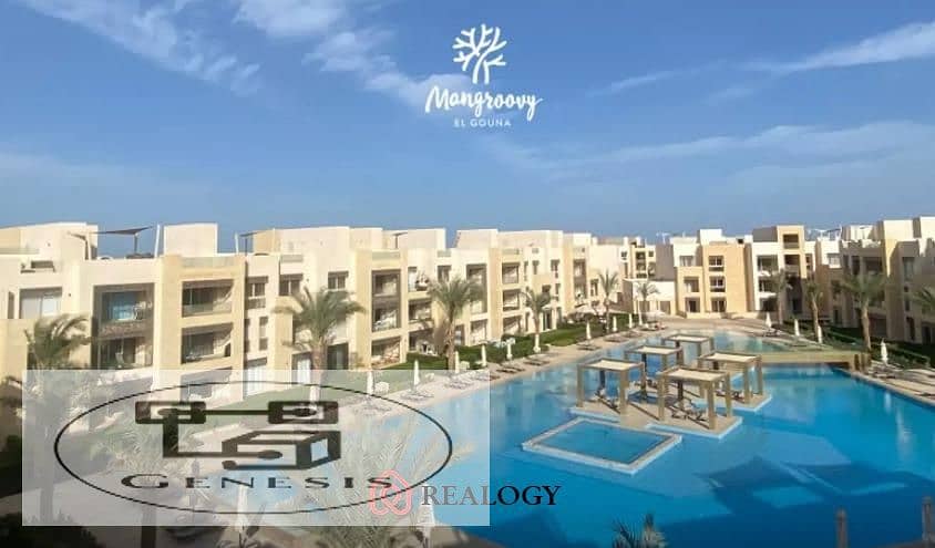 Chalet for sale with private garden ready for immediate inspection and living in Mangroovy El Gouna in installments | finished with air conditioners a 12