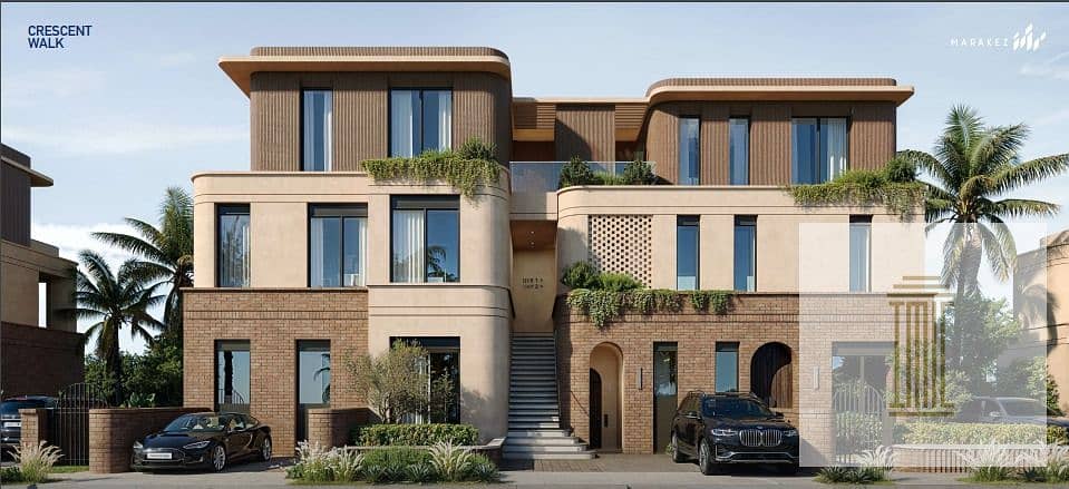 شقه للبيع متشطبه بالتكيفات مقدم 8 % واقساط علي 8 سنين Crescent Walk التجمع السادس 15