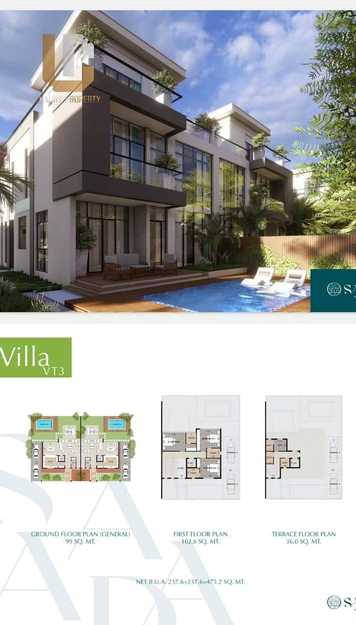 Villa Resale Saada Delivery 12/2024 Villa twin house for Sale Prime location direct on Clubhouse installments till 2030 Saada By Horizon New Cairo 2