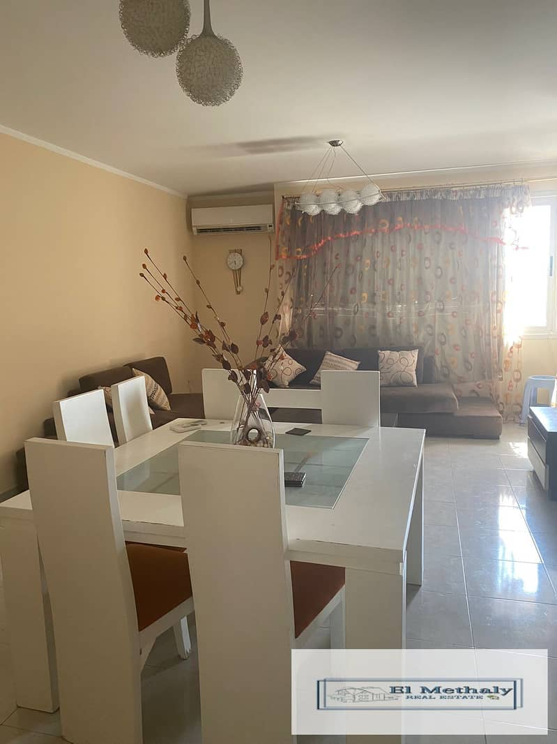 Apartment 107 meters for furnished rent in Al-Rehab 1