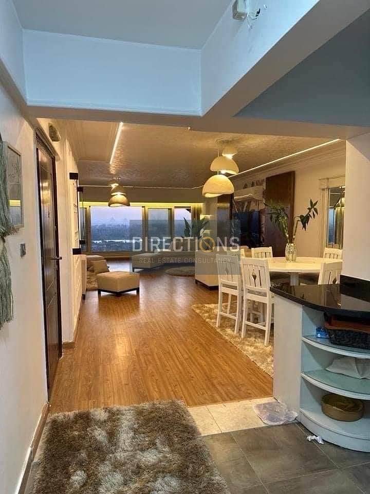 For sale, an immediate apt, fully finished with furniture (ACs + appliances) with a direct view of the Nile in Reef du Nil, next to Hilton Maadi Hotel 2