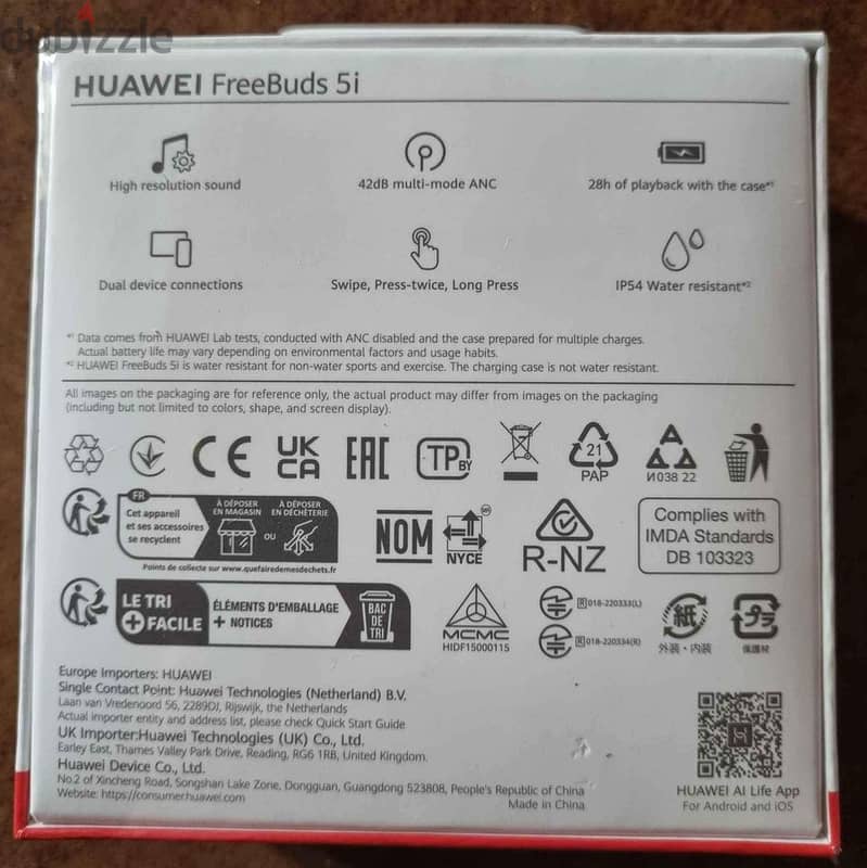 Huawei Free Buds 5i جديدة ومتبرشمة وضمان سنة 1