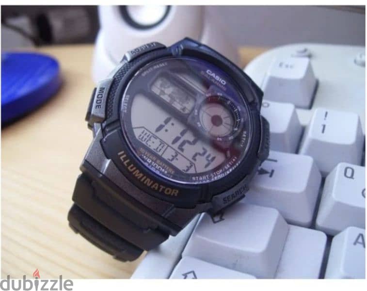 ساعة كاسيو رقمية مقاومة للماء ١٠٠ متر Casio world time 1