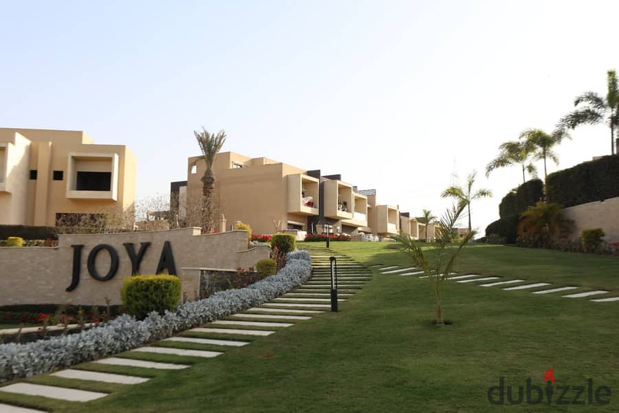 A stunning apartment with a garden covering an area of 225 sqm, located in front of Nile University and just steps away from Mall of Arabia in the Joy 1