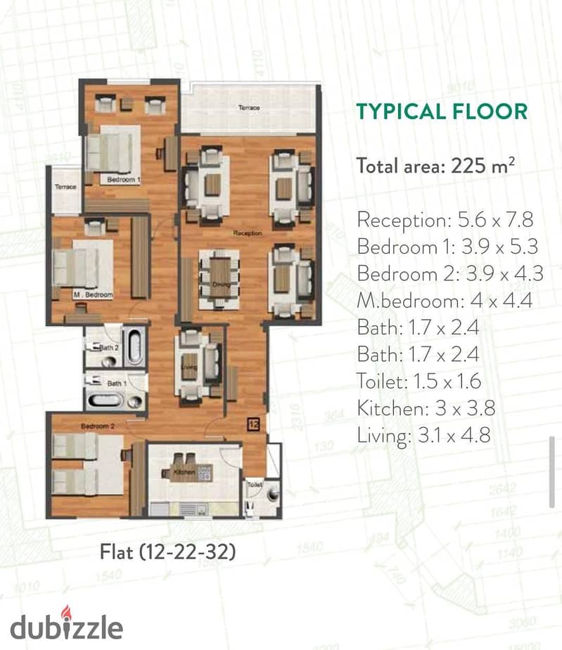 Apartment for sale, 3 bedrooms, new cairo, Peromnade ompound 4