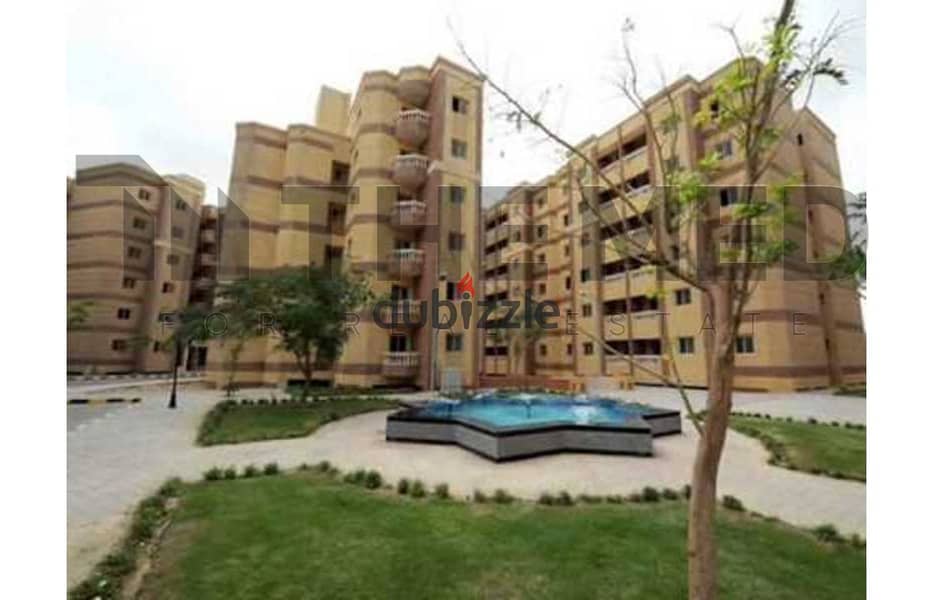 Large apartment with garden in Ashgar City Compound, for sale in October, semi-finished, ready to move, in hadayk October , near Al Fardous, O West 2