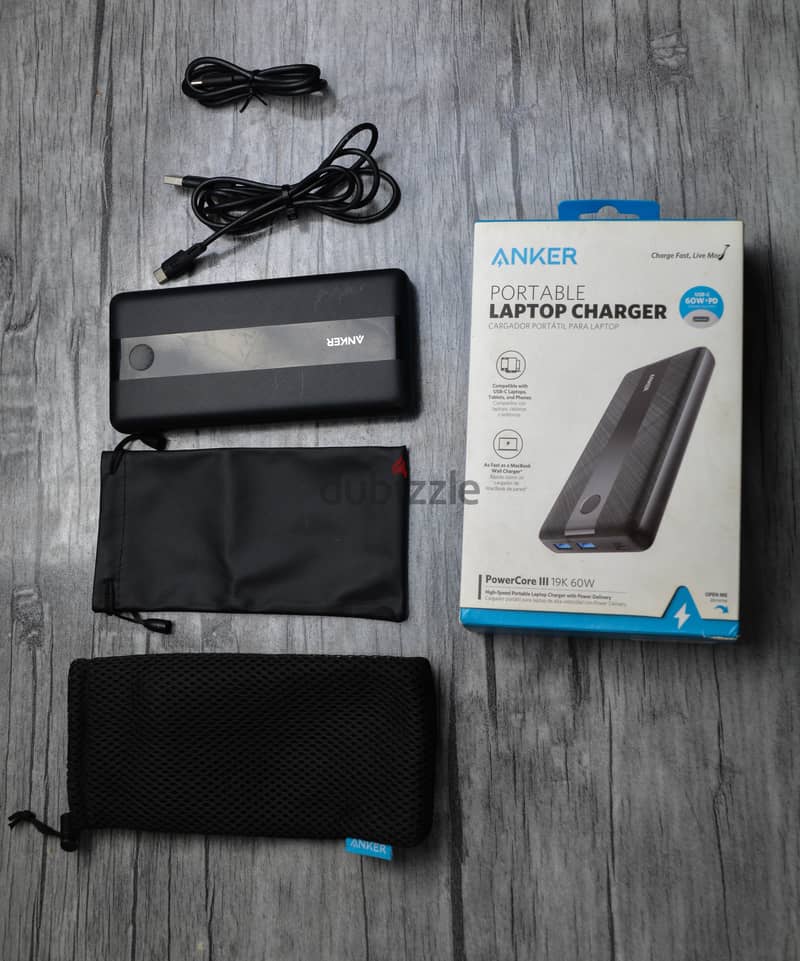 19k 60wat ANKER PORTABLE LAPTOP CHARGER شاحن اللاب توب 60 وات 1