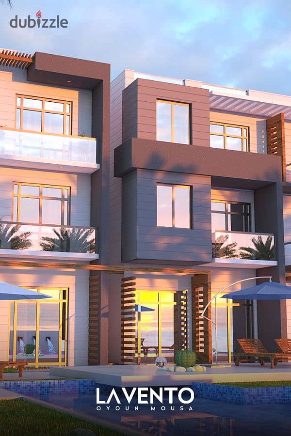 Your fully finished unit directly on the sea with an area of ​​95 meters in La vento, Oyoun Moussa, Ras Sudr 2