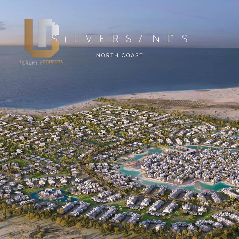 فيلا صف تاني من البحر ريسيل Silver Sands فيلا منفصلة للبيع شايفة البحر من الارضي تكملة اقساط أقل من سعر السوق سلفر ساند الساحل الشمالي للمطور ORA 7