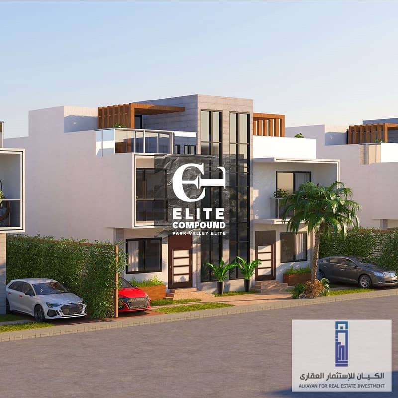 Own and pay in installments at your convenience over 12 years. . A 282m2 independent villa with a 210m2 garden in Park Valley Elite Compound - New Zaye 1