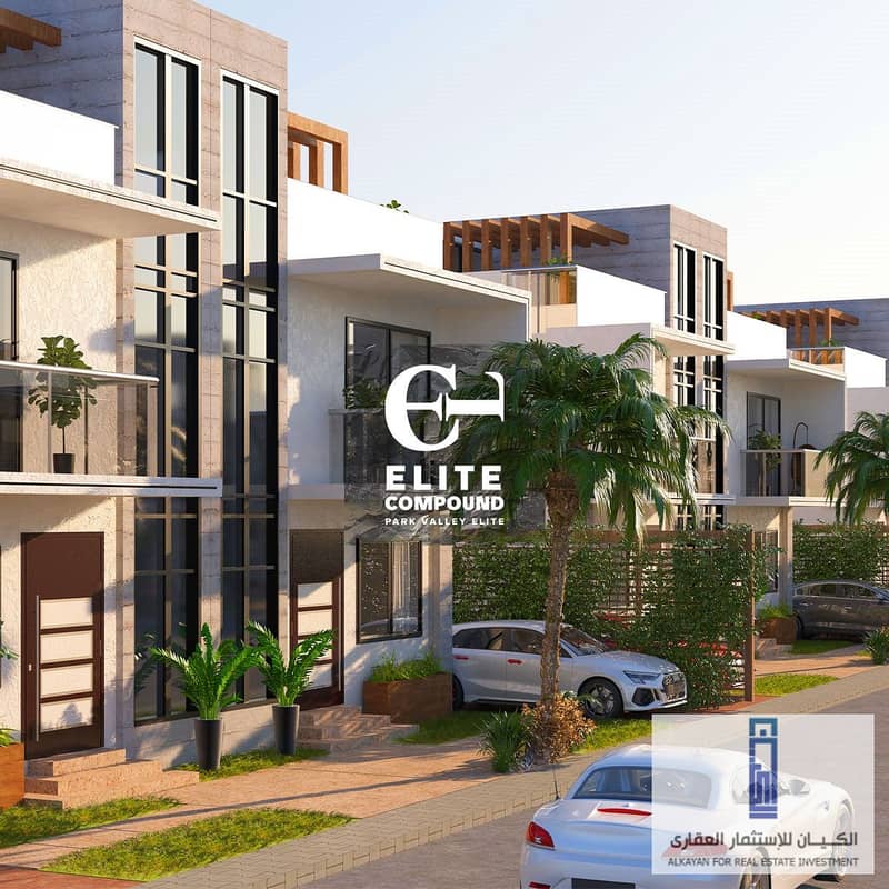 Own and pay in installments at your convenience over 12 years. . A 282m2 independent villa with a 210m2 garden in Park Valley Elite Compound - New Zaye 2