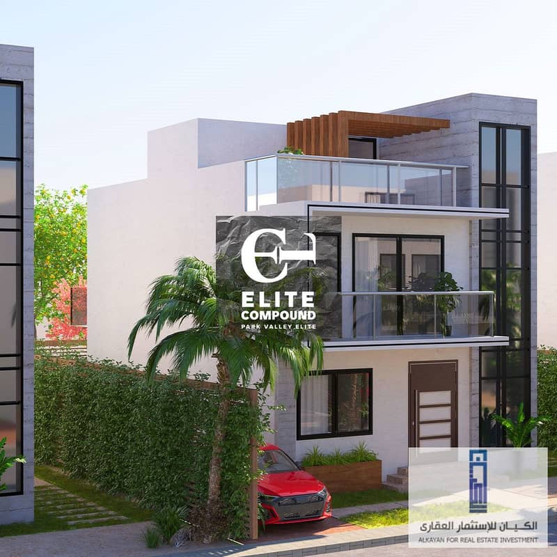 Own and pay in installments at your convenience over 12 years. . A 282m2 independent villa with a 210m2 garden in Park Valley Elite Compound - New Zaye 4