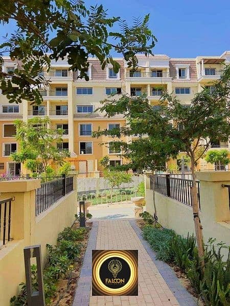 For sale, an apartment in a distinguished compound in New Cairo, next to Madinaty, in Sarai Compound, in installments over 8 years without interest 5