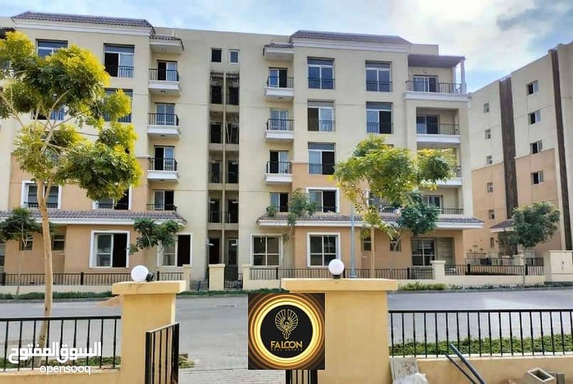 For sale, an apartment in a distinguished compound in New Cairo, next to Madinaty, in Sarai Compound, in installments over 8 years without interest 6