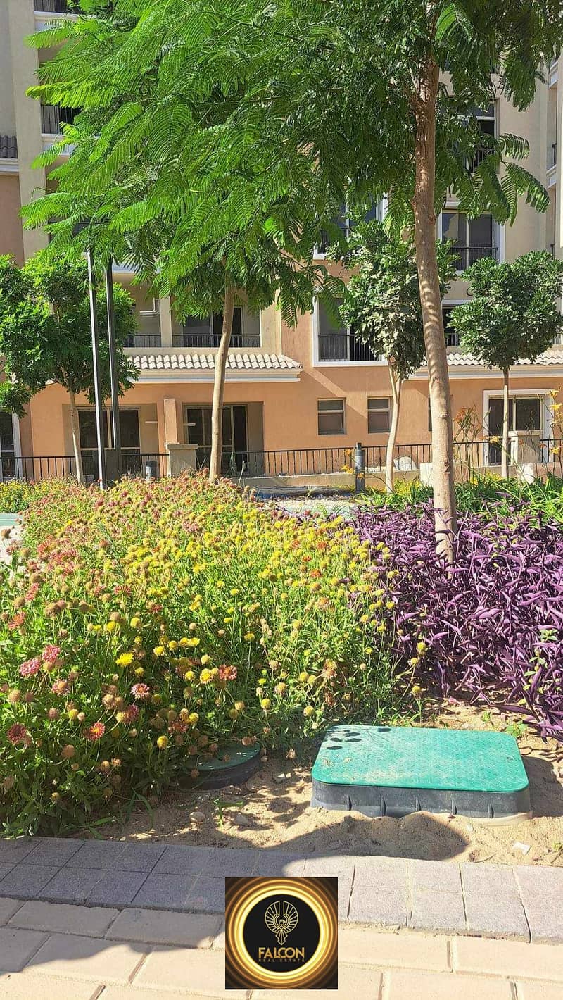 For sale, an apartment in a distinguished compound in New Cairo, next to Madinaty, in Sarai Compound, in installments over 8 years without interest 10