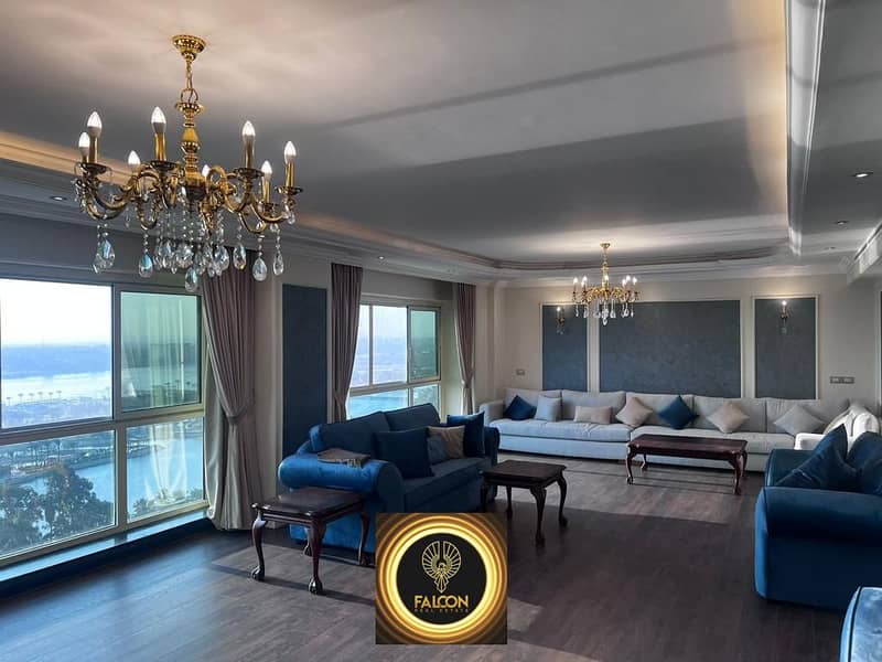 With the highest investment return apartment with full Nile view fully finished and furnished for sale with installments in Maadi next to Hilton 8