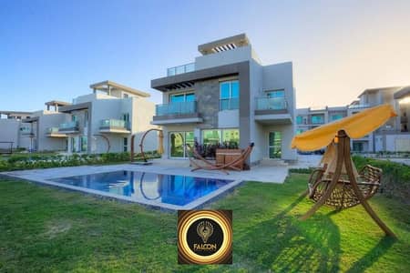 Ground floor chalet with a 200-meter garden, fully finished, ultra super deluxe finishing + air conditioners in Aroma Village, Ain Sokhna