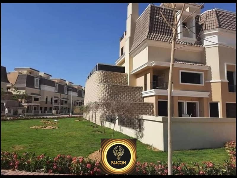 Villa with imaginative green area view directly next to Madinaty with a special cash discount for sale with 8 years installments in Sarai New Cairo 3