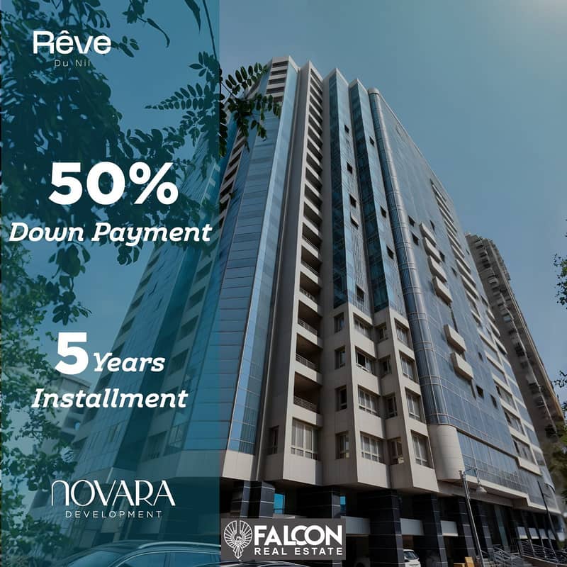 own your service apartment in Reve Du Nil Tower on the Nile Corniche in front of Dahab Island, next to Al Salam International Hospital SMART TOWER 7