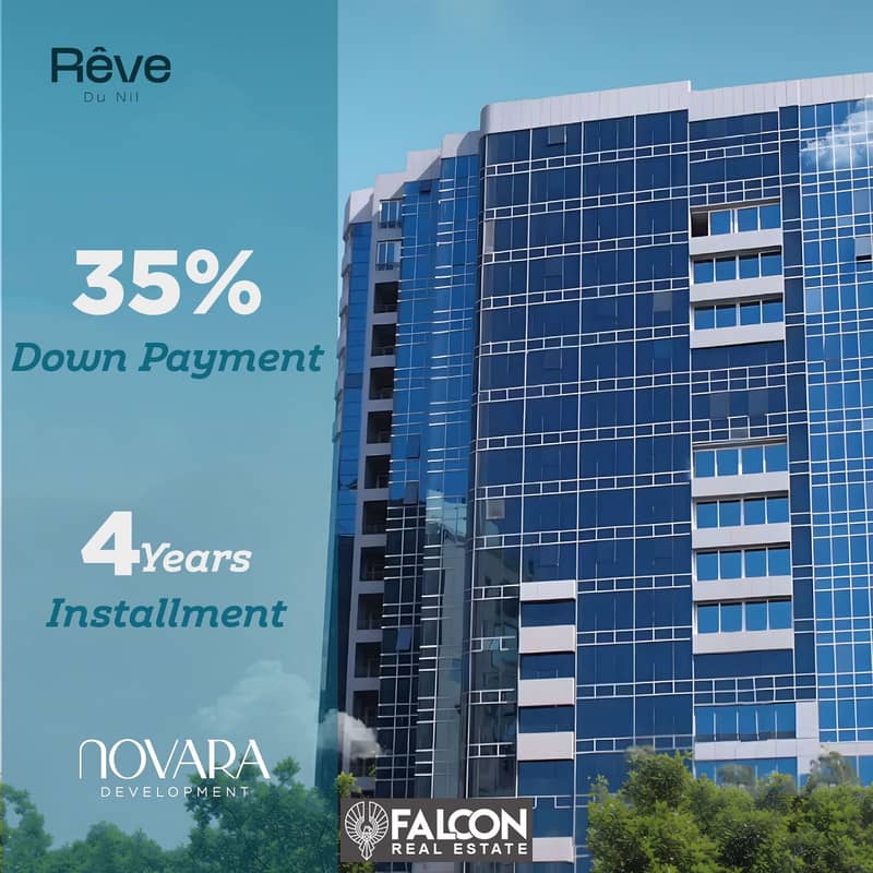 own your service apartment in Reve Du Nil Tower on the Nile Corniche in front of Dahab Island, next to Al Salam International Hospital SMART TOWER 12