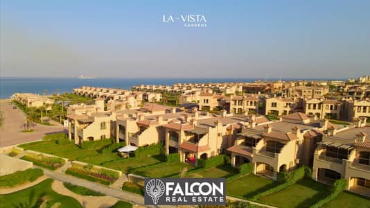 For sale, chalet + garden, immediate receipt, first row on the sea, in the heart of Ain Sokhna, in La Vista Garden Village, in installments over 5 yea