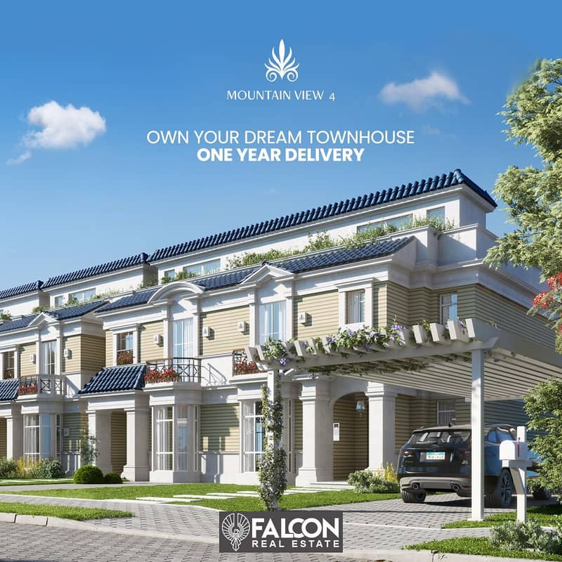 own a townhouse villa of 210 meters, finished, ready for inspection, in Mountain View 4, without down payment and in installments over 7 years 0