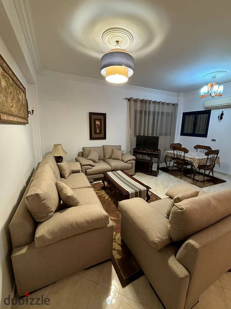 Furnished apartment for rent with all electrical appliances and air conditioners - new furniture in Al Narges Buildings - Fifth Settlement 13